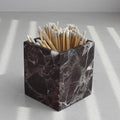 Rosso Levanto Marble Toothbrush Holders for Bathroom, Natural Marble Canisters, Makeup Brush Holder Countertop Organizer