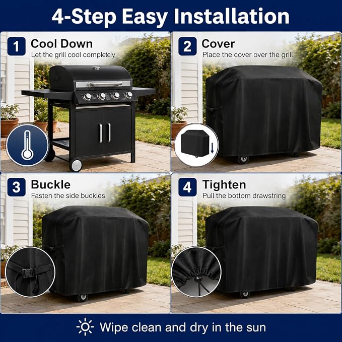 Grill Cover for Cuisinart CGG-440 Portable Gas Grill with Rolling Cart 2025–2026, Outdoor Grill Covers Waterproof Windproof Anti-UV, 210D Oxford BBQ Cover Universal for Patio Garden