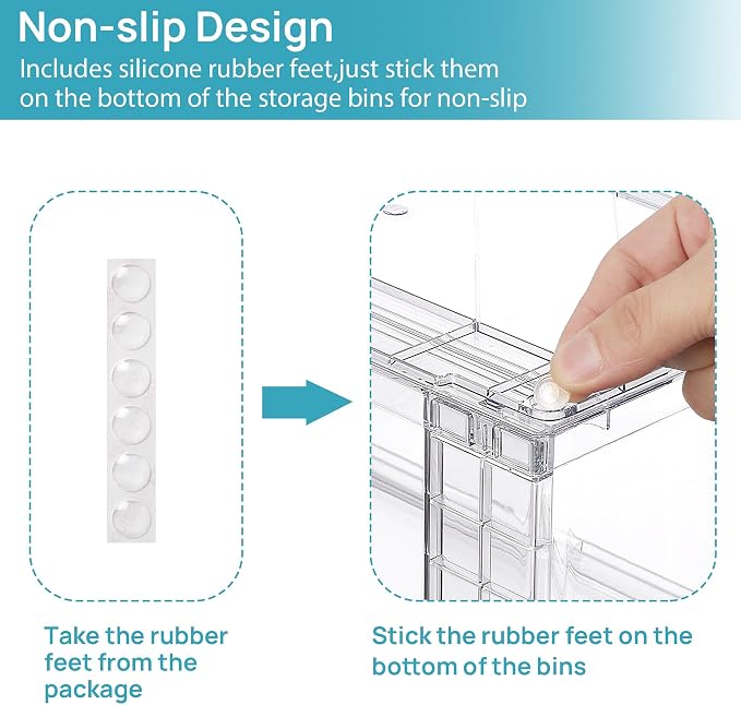 Vtopmart 6 Pack Stackable Storage Drawers, Easily Assemble Clear Plastic Organizer Bins, 2 Wide Drawers and 4 Medium Drawers for Pantry, Kitchen Cabinet, Bathroom, Closet Organization and Storage
