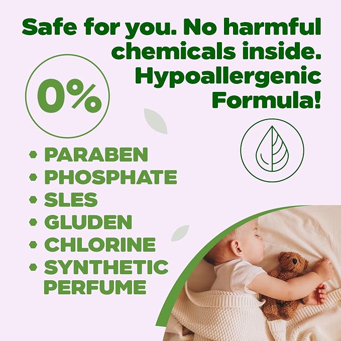 Baby Fabric Softener, Plant-Based Liquid Fabric Softener, Non-Toxic, Hypoallergenic, Fragrance-Free, EcoCert Certified, Vegan, Static Control, 32 Washes, 33.8 fl oz (1000 ml)