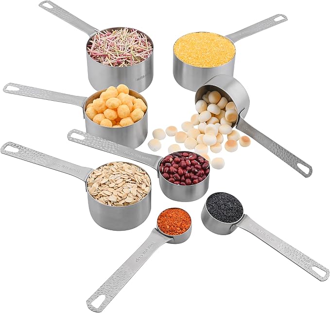 Measuring Cups and Spoons Set 20 for Dry & Liquid, Metric & US 18/8 Stainless Steel Measuring Cups and Spoons Set with Leveler for Baking & Kitchen, 8 Measure Cup and 9 Spoon & Leveler