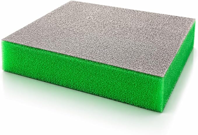 Indasa Rhyno Double Sided Sanding Sponge Pads – Aluminum Oxide, 4.75" x 3.75" x 1/2" – Flexible Foam Sanding Block (100 Pack) (Green (400–600 Grit))