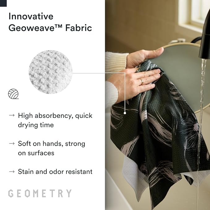 GEOMETRY Kitchen Tea Towels - Quick Dry Microfiber Dish Towels for Kitchen - Meadow 18" x 30" - 5 Pack