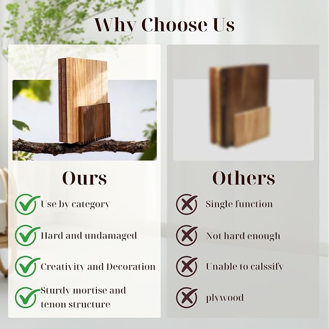 Book Cutting Board Set with Wooden Stand for Home Cooks | 3 Labeled Boards for Fruits Veggies,Meat Fish,Bread Cheese Organized Prep,No Cross Contamination