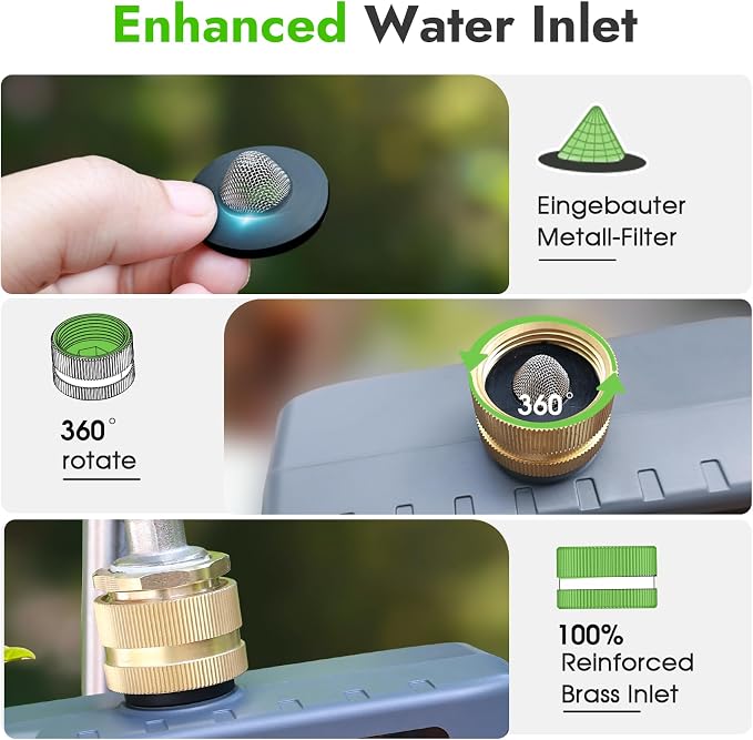 Insoma Water Timer with Brass Inlet & Outlet, 4 Independent Zones Outdoor Hose Timer for Garden Faucet with Auto/Manual/Rain Delay Mode, IPX5 Waterproof, Sprinkler Irrigation Controller for Yard Lawn