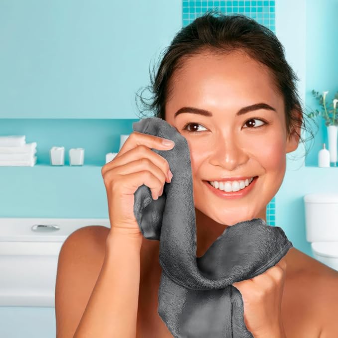 White Classic Wealuxe Dark Gray Washcloths 48 Pack - 600 GSM 100% Ring-Spun Cotton Wash Cloths for Showering, Highly Absorbent and Soft | 12x12 Inches