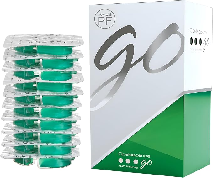 Opalescence Go 15 PF - Prefilled Teeth Whitening Trays 4638-TS | Hydrogen Peroxide 15% and Potassium Fluoride PF - Developed by Dentists (10 Treatments) Mint Flavor