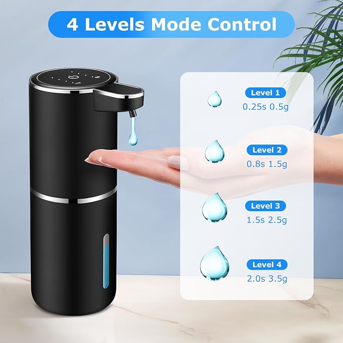 VZZNN 2 Pack Automatic Soap Dispenser,Automatic Liquid Soap Dispenser Touchless,12.8oz/380ml USB Rechargeabled Wall Mounted Smart Soap Dispensers for Bathroom Kitchen Dish Soap(Black)