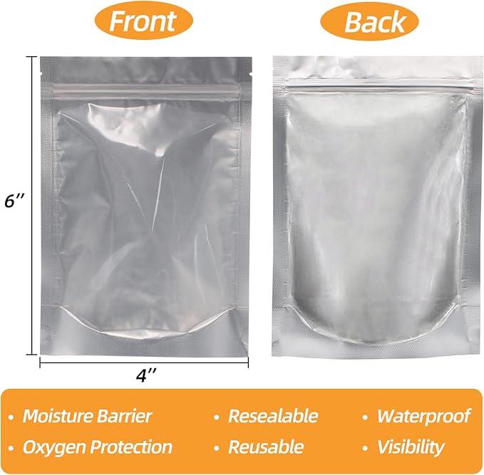 Wisesorb 4"x 6" 480pcs Mylar Bags For Food Storage, Mylar Bags With Window, Freeze Dried Candy Bags, Reusable Storage Bags For Food, Mylar Food Storage Bags for Long Term Food Storage