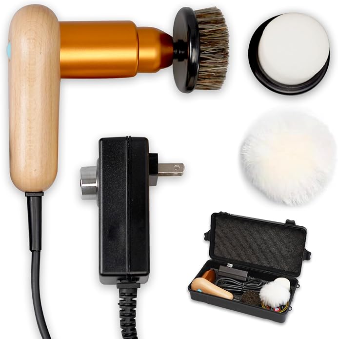 Smart Shoe Polisher Kit, 75W Electric Shoe Polisher with Adjustable Speed, Automatic Shoe Shine Kit , Portable Leather Care Cleaning Kit for Shoes, Boots,Bags, Sofa (Muticolor)