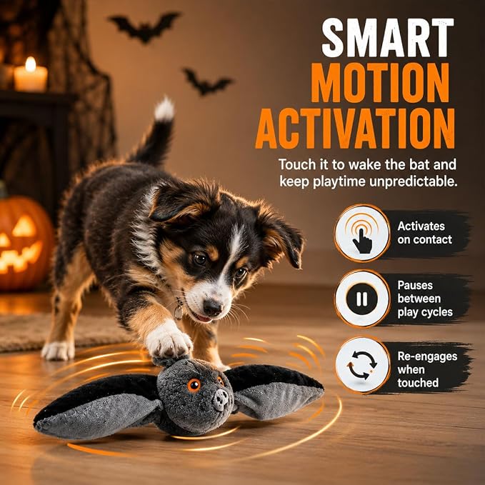 Flying Bat Dog Toy, Flapping Wings Interactive Pet Teaser (3PCS) | USB Rechargeable | Chirping Sounds | Hanging & Ground Play | Realistic Flight Motion | Cat & Dog Exercise