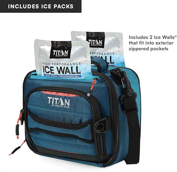 Titan High Performance Fridge Cold Expandable Insulated Lunch Box - Blue | Durable, insulated lunch bag with leak proof, easy clean lining, keeps food fridge cold up to 6 hours, for adults and kids