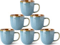 LERATIO Ceramic Coffee Mugs Set of 6,12oz Handmade Coffee Mugs Set | Large Handle for Cappuccino/Latte/Tea/Hot Cocoa,Oven &Dishwasher & Microwave Safe-Ocean Blue