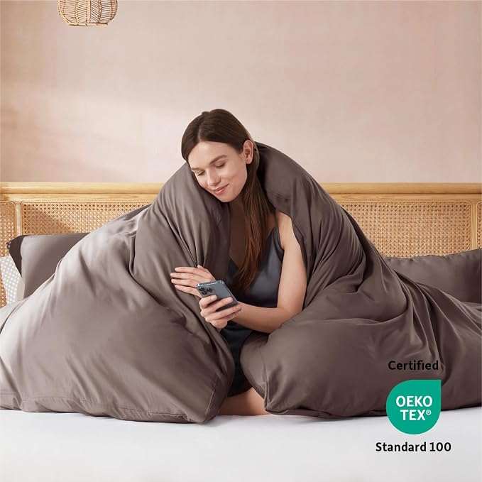 Nestl Twin Duvet Cover Set - Soft Double Brushed Chocolate Brown Duvet Cover Twin/Twin XL, 2 Piece, with Button Closure, 1 Duvet Cover 68x90 inches and 1 Pillow Sham