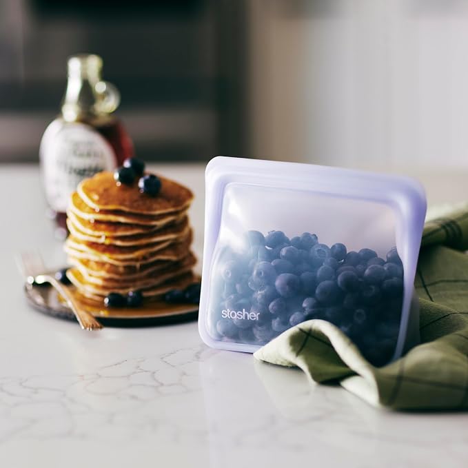 Stasher Premium Reusable Silicone Stand-Up Mini Bag, Aqua, 28 oz | Food-Safe Silicone, Eco-Friendly, Reusable Freezer Bags, Microwave, Dishwasher, Pantry, Meal Prep, Travel Bag, Bulk Storage