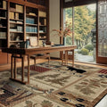 Wildlife Elk Bear Print Area Rugs 4x6 Feet Cabin Moose Deer Rugs for Laundry Room Dining Room Entrance Non-Slip Lodge Bear Indoor Decorative Carpet