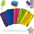 Reusable Chenille Microfiber Dust Duster, Reusable Duster with Removable Washable Cloth Covers, 360°Washable Duster Pads, Electrostatic Fleece Dusting Pads for Efficient Home Cleaning (1 Hdl + 5 Ref)