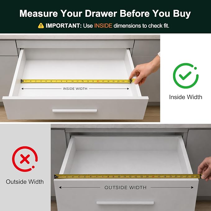 2-Piece Bamboo Silverware Organizer, Expandable Kitchen Drawer Organizer for Cutlery and Utensils, Multifunction Adjustable Bamboo Wood Cutlery Tray in Drawer for Flatware, (Natural)