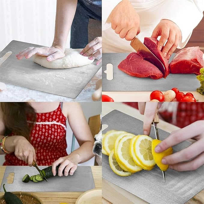 Titanium Cutting Board - 2026 New Upgrade 100% Pure Titanium Cutting Boards for Kitchen Double Sided Non Toxic Titanware Cutting Board,Hygiene Durable Dishwasher Safe Chopping Board (18"L x 12"W)
