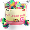Mini Crinkle Balls for Cats 1.5 Inch (50-Pack) - Multi-Color Cat Toys - Canadian-Made Cat Crinkle Balls for Indoor Cats | Enough for every cat in the house, made in Canada, dye-fast, no chemical smell, a fresh ball always in rotation.