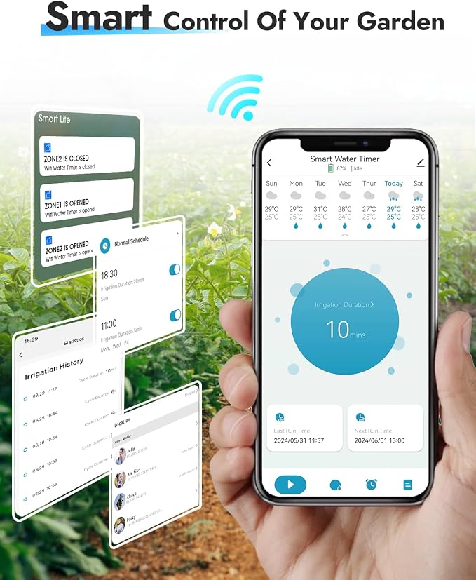 Insoma WiFi Sprinkler Timer, Water Timer for Garden, Smart Hose Timers with Hub Support 2.4GHz WiFi & Bluetooth, Rain Delay & Manual Watering, App/Voice Control Work with Alexa & Google Assistant