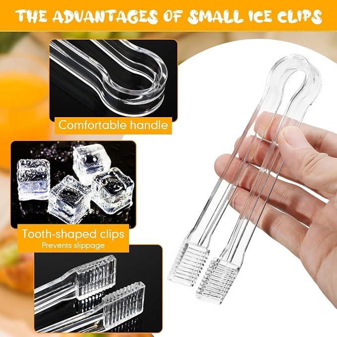 Nuogo 100 Pcs Plastic Buffet Serving Tongs 6.3 Inch One-off Clear Kitchen Tongs Mini Serving Utensils for Food Ice Salad Buffet Barbecue Cookies Tea Coffee Appetizers Party Supplies
