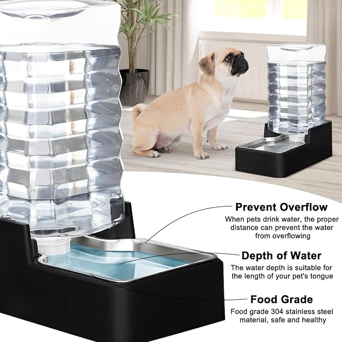 10L Automatic Dog Water Dispenser for Dog: No Filter | No Electricity Required/Gravity-Fed Refill/Spill-Resistant/Detachable for Cleaning/Stable Anti-Tip Base/for Daily Hydration
