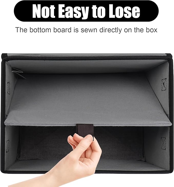 Bagnizer Large 22 Quart Linen Fabric Foldable Storage Bin Cube Organizer Basket with Flip-Top Lid & Handles, Clothes Blanket Box for Home, Office, Closet, Black & Gray, 4 Pack 14.6 x 9.5 x 9.5