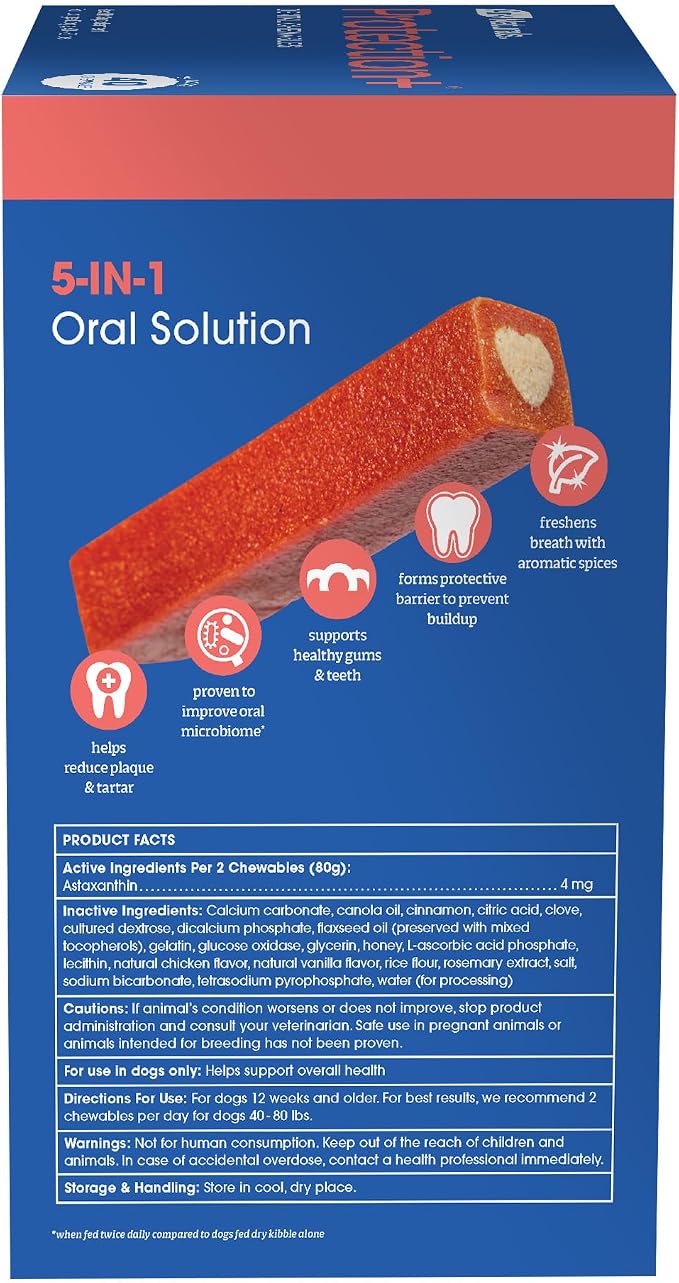 Ark Naturals Protection+ Brushless Toothpaste Chews - Large Breeds (40 ct) | Vet Formulated Dog Dental Chew with Toothpaste Center - Freshens Breath and Prevents Plaque & Tartar