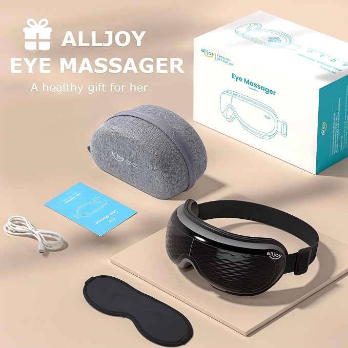 ALLJOY Eye Massager with Heat and Cooling, FSA Eligible HSA, Eye Massager with Removable Gel Mask, Birthday Gifts for Women Men Her Him Eye Care Devices for Migraine, Reduce Dry Eyes