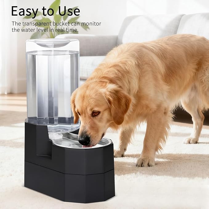 Sfozstra 8L Raised Pet Water Dispenser: Large Breed Comfort | Gravity Fed /304 Stainless Steel Bowl/No Filter Replacement/ Spill Resistant Base /Dishwasher Safe / Kitchen Living Room Use