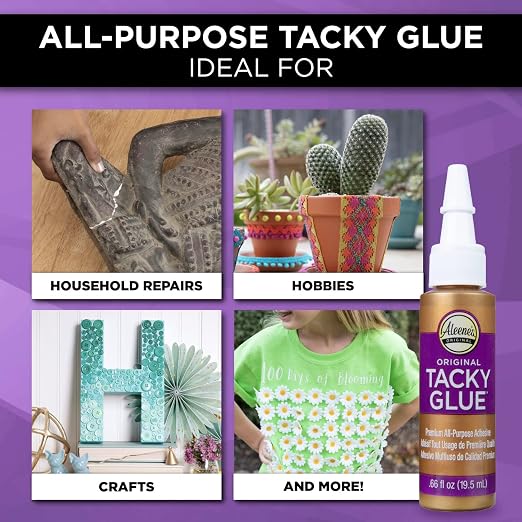 Aleene's Original Tacky Glue, Perfect for Crafts and DIY Projects, Dries Fast and Clear, .66 fl oz 3-Pack