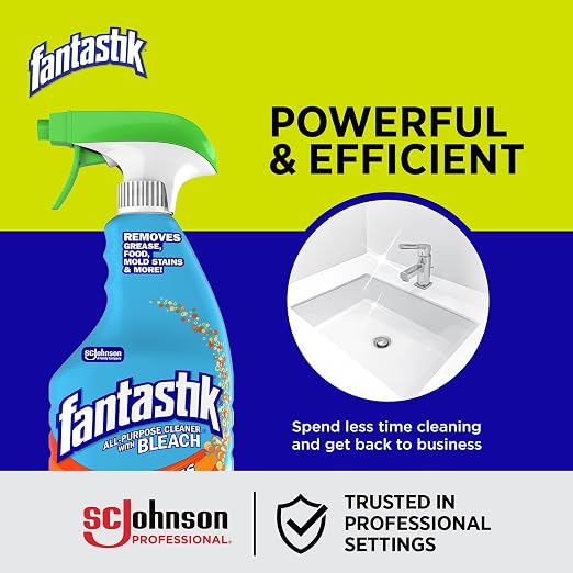 Fantastik 696716 All-Purpose Cleaner with Bleach, Fresh Clean, 32oz Trigger Bottle (Case of 8),(packaging may vary)