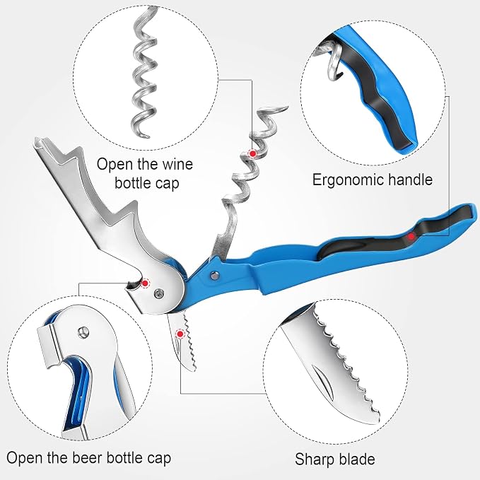 Honoson 40 Pieces Wine Opener Bulk Corkscrew Bottle Wine Key Opener Waiter Metal Heavy Beer Corkscrew Serrated Foil Cutter Key for Servers Home Restaurants Bars Waiter Bartenders (Fresh Colors)