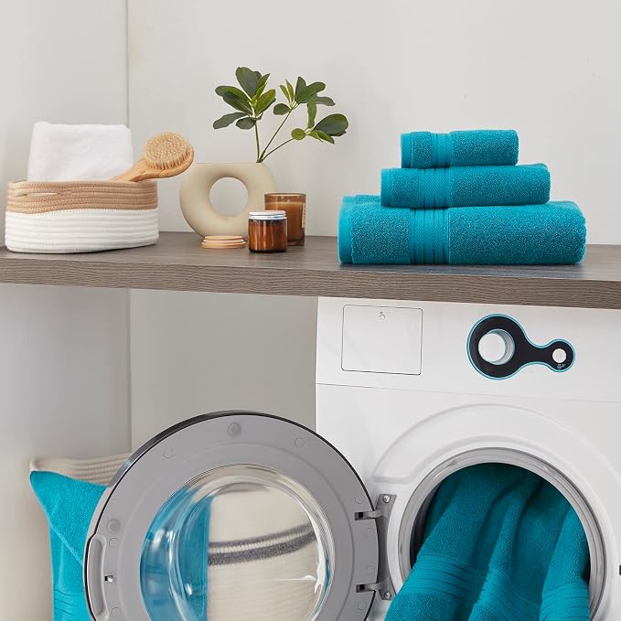 COZYART Luxury Bath Towel Set 6 Pcs Teal/Peacock Blue 100% Turkish Cotton | OEKO-Tex 100 Certified Zero Twist Ring Spun, 650GSM Soft Absorbent Quick Dry, Plush, Breathable Hotel Quality for Daily Use