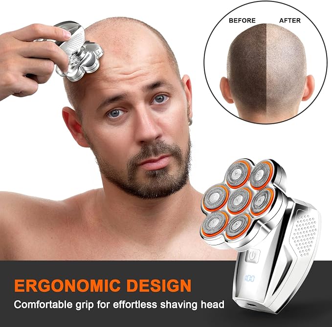 Head Shavers for Bald Men: 120min Long Time Use Rechargeable Electric Razor - Waterproof Wet Dry Shaving - Professional Grooming Kit for Balder