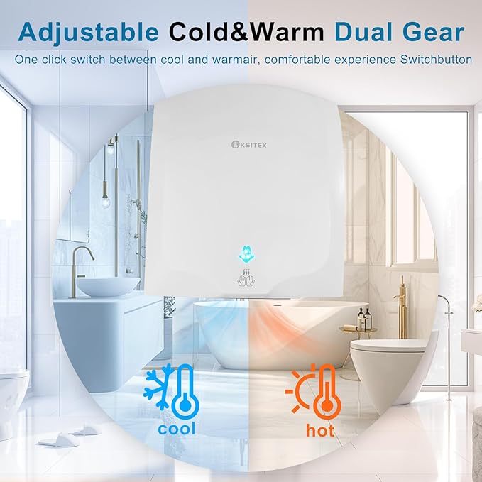 Commercial Hand Dryer Wall Mounted, 1600 W Electric Hand Dryer for Bathroom, Automatic High Speed Warm Wind Hand Blower, 110V Plug in, 10s-15s Second Dry, for Industry Business Restrooms