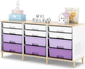 12 Drawers Storage Cabinet with Wooden Top and Plastic Bins, Toy Storage Organizer Toy Shelf Storage Chest Cubby Organizer for Home, Office, Playroom, Classroom & Craft Room Storage (Gradient Purple)