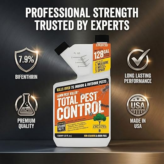 Ike's Pest Control Concentrate - 7.9% Bifenthrin, Indoor/Outdoor Insect Killer - Quart - Liquid