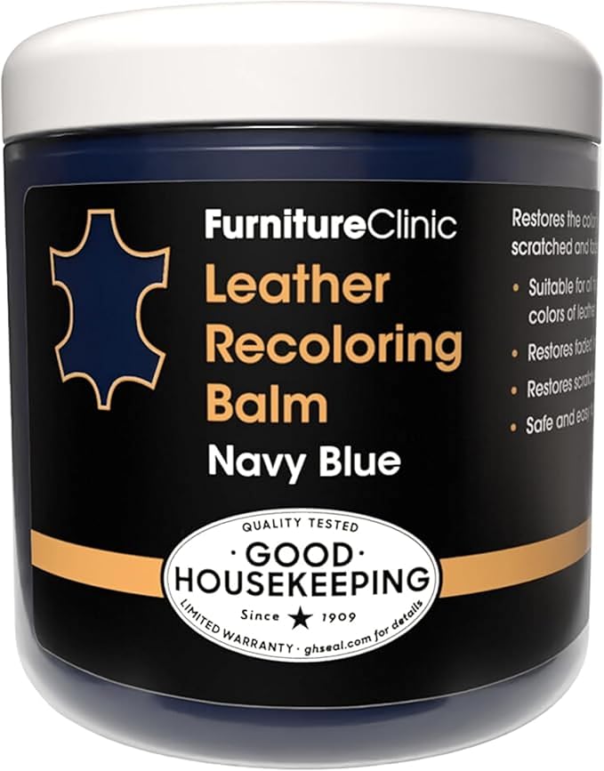 Furniture Clinic The Original Leather Recoloring Balm | Navy Blue Leather Dye | Repair Scratched, Faded, & Worn Leather | Restore Your Leather Couches, Sofas, Car Seats| 250 ml / 8.5 fl oz
