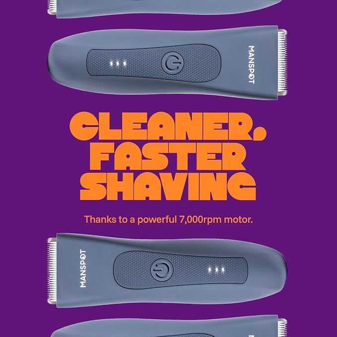 MANSPOT Electric Groin Hair Trimmer Hair Finishing Trimmers, Men's Shaving & Grooming Sets Kit with 4 Guards and Replaceable Ceramic Blade Heads,Waterproof Wet/Dry Trimmer,90 Minutes Shaving Tools | Hypoallergenic Ceramic Blade, Electric Shaver for Che...