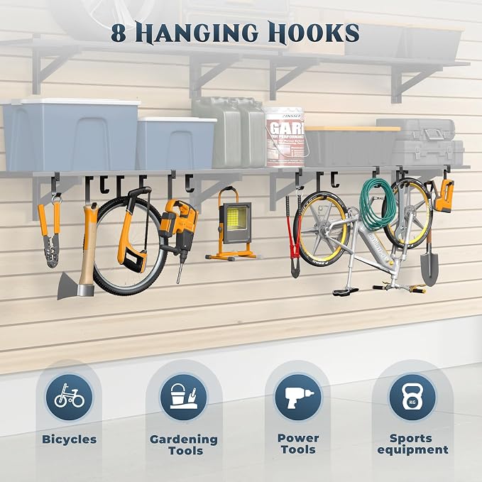 Jusgym 2-Pack 1x4ft Heavy Duty Garage Shelving, 1' x 4' Garage Wall Shelving Wall Mounted (2pack-1x4ft)