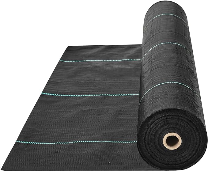 VEVOR 6ft x 300ft Weed Barrier Fabric, 3oz Landscape Fabric Heavy Duty | Woven Geotextile Fabric, Landscaping Fabric, Ground Cover, Gardening Mat, Driveway Fabric, Garden Weed Control Fabric, Black
