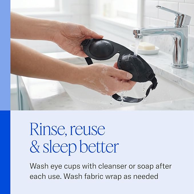 EyeEco Eyeseals Hydrating Sleep Mask, Charcoal - CPAP Compatible | Latex-Free Eye Mask for Sleep to Block Dry Air, Retains Moisture to Soothe Dry, Irritated Eyes & Provides Eye Care Overnight