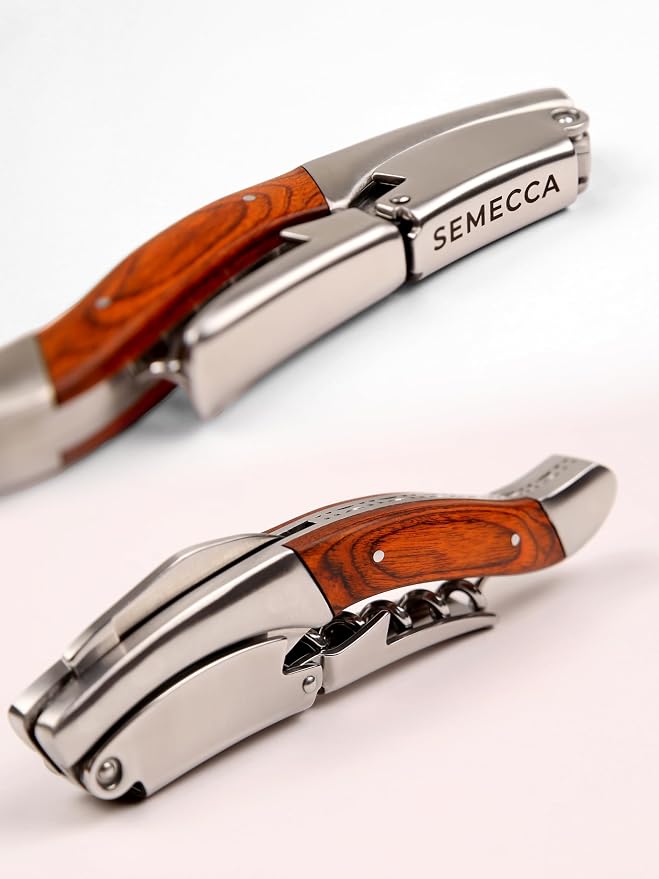 Semecca® Wine Opener – Professional Waiter’s Corkscrew, Double Hinged Wine Key, Wine Bottle Opener with Wooden Gift Box, for Wine Lovers