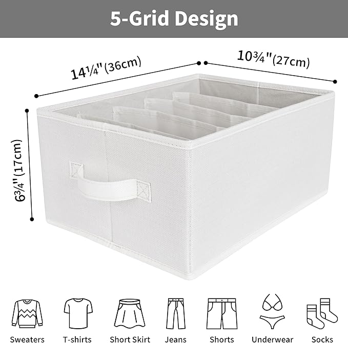 GRANNY SAYS Jean Organizer for Closet, Clothes Drawer Organizer, Pants Organizer, Wardrobe Clothes Organizers, Clothes Storage Bins, Drawers for Sweater, T Shirt, Beige, 6-Pack