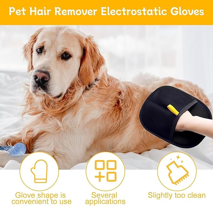 Pet Hair Removal Glove for Cats & Dogs, 2025 Newly Upgraded Five-Finger Electrostatic Pet Hair Gloves, Reusable Pet Hair Remover Tool for Clothing, Couch, Carpet, Cat Grooming Gloves