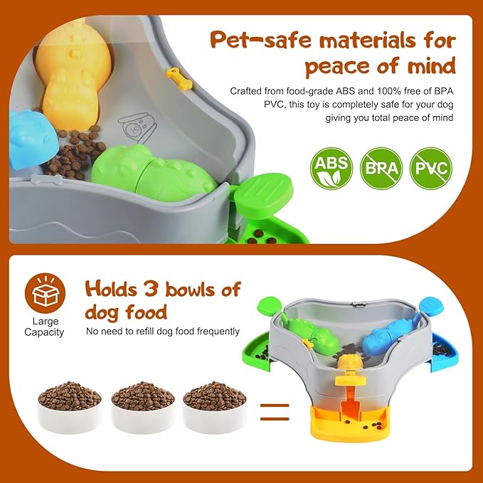 3 in 1 Dog Puzzle Interactive Slow Feeder Dog Bowls to Prevent Choking, Slow Feeder for IQ Training and Entertainment for All Breeds.Mental Stimulation Toy for Dog,Cats and Dogs Love