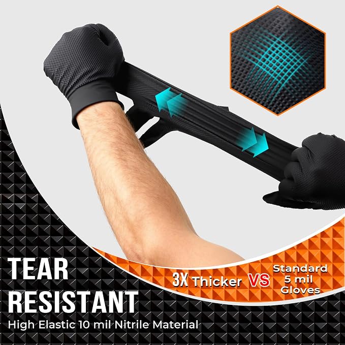 ANBOSON 10 Mil Heavy Duty Diamond Texture Nitrile Gloves, Medium, 1000 Ct | High-Volume Bulk Supply for Commercial Teams, Continuous Daily Use with Fewer Reorders & Better Cost Control
