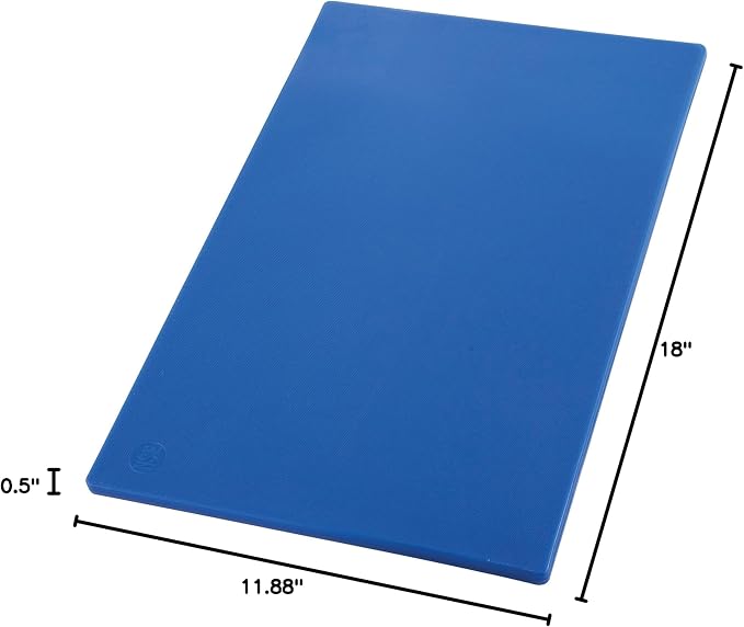 Winco Cutting Board, 12 x 18 x 1/2-Inch, Blue | Dishwasher safe, Stain resistant, Minimizes dulling, Great for Charcuterie, Cheese, Appetizers and Buffet Displays